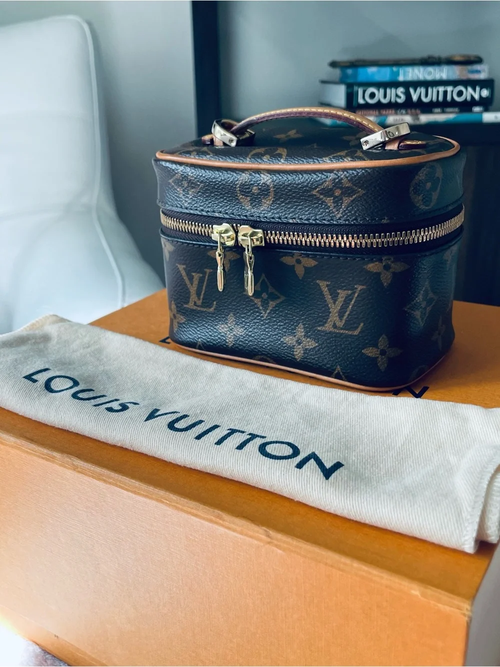 Louis Vuitton Nice Nano Monogram with free non LV crossbody strap.